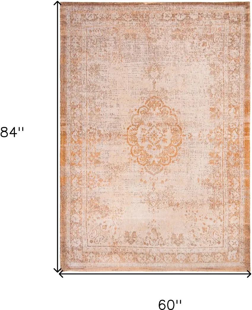 Orange And White Medallion ,Washable, Area Rug Photo 6