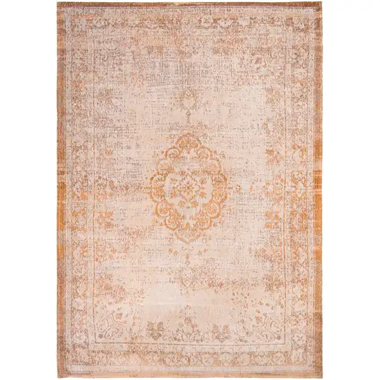 Orange And White Medallion ,Washable, Area Rug Photo 2