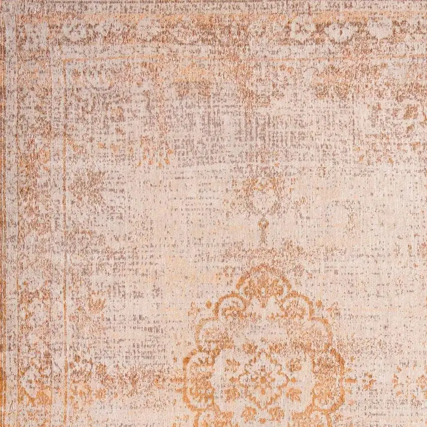 Orange And White Medallion ,Washable, Area Rug Photo 3
