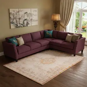 Photo of Orange And White Medallion ,Washable, Area Rug