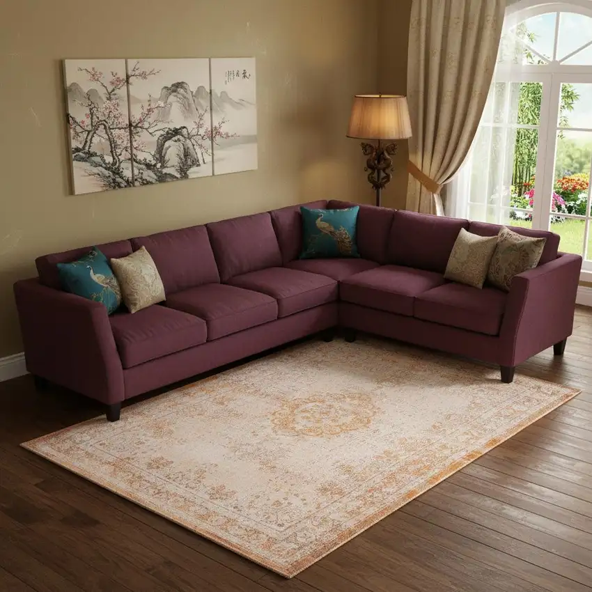 Orange And White Medallion ,Washable, Area Rug Photo 1