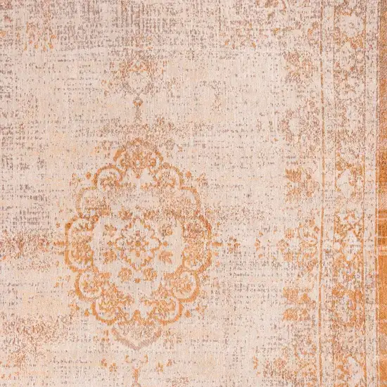 Orange And White Medallion ,Washable, Area Rug Photo 9