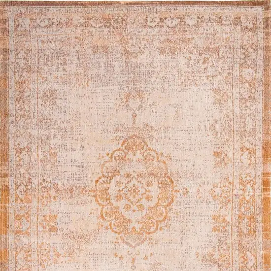 Orange And White Medallion ,Washable, Area Rug Photo 4