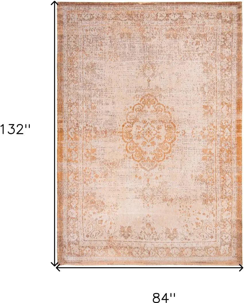 Orange And White Medallion ,Washable, Area Rug Photo 6
