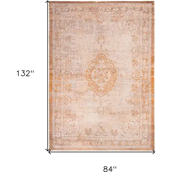 Orange And White Medallion ,Washable, Area Rug Photo 6