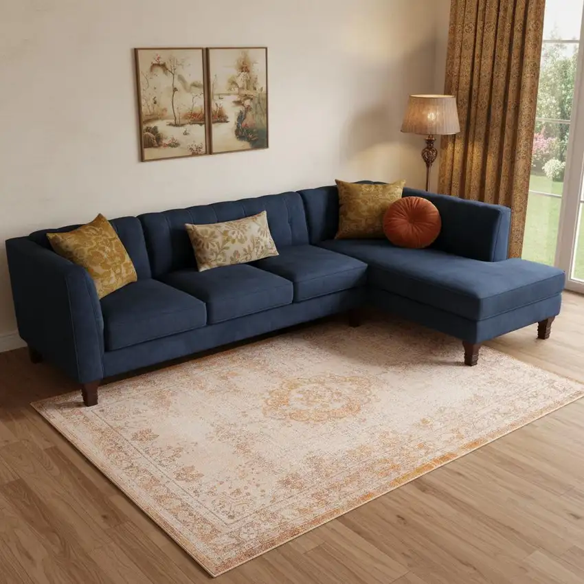 Orange And White Medallion ,Washable, Area Rug Photo 1