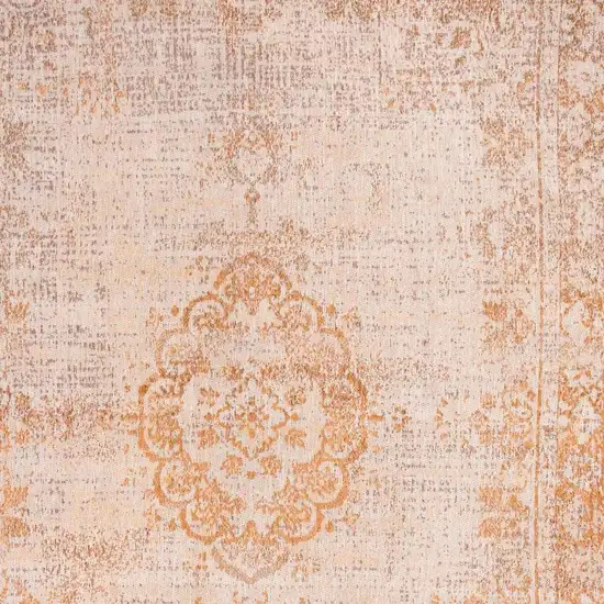 Orange And White Medallion ,Washable, Area Rug Photo 3