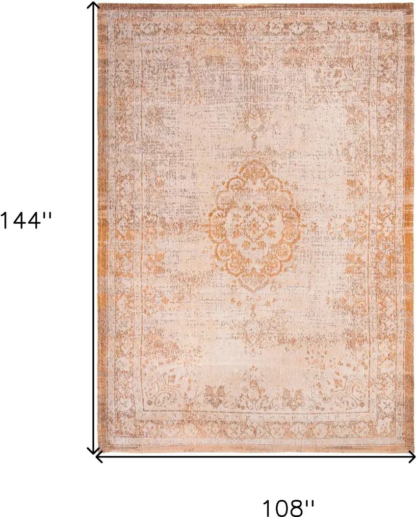 Orange And White Medallion ,Washable, Area Rug Photo 6