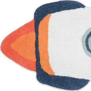 Photo of Orange And White Spaceships Youthful Washable Area Rug