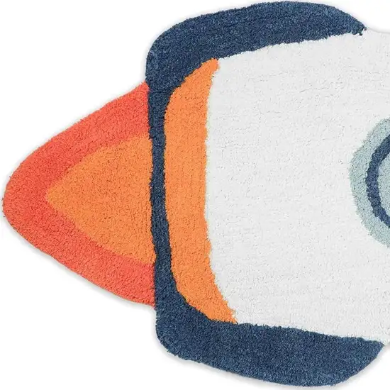 Orange And White Spaceships Youthful Washable Area Rug Photo 1