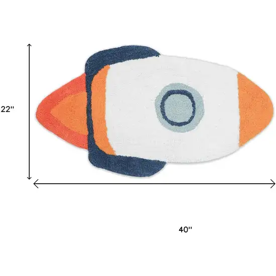 Orange And White Spaceships Youthful Washable Area Rug Photo 5