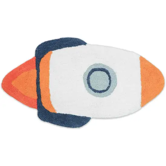 Orange And White Spaceships Youthful Washable Area Rug Photo 3