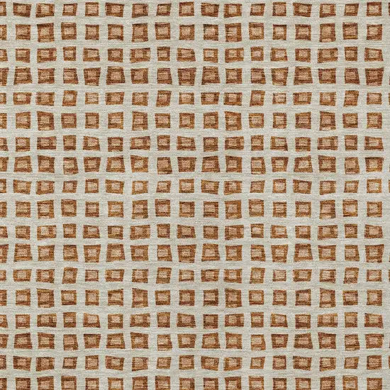 Orange Beige And Copper Geometric Washable Indoor Outdoor Area Rug Photo 5