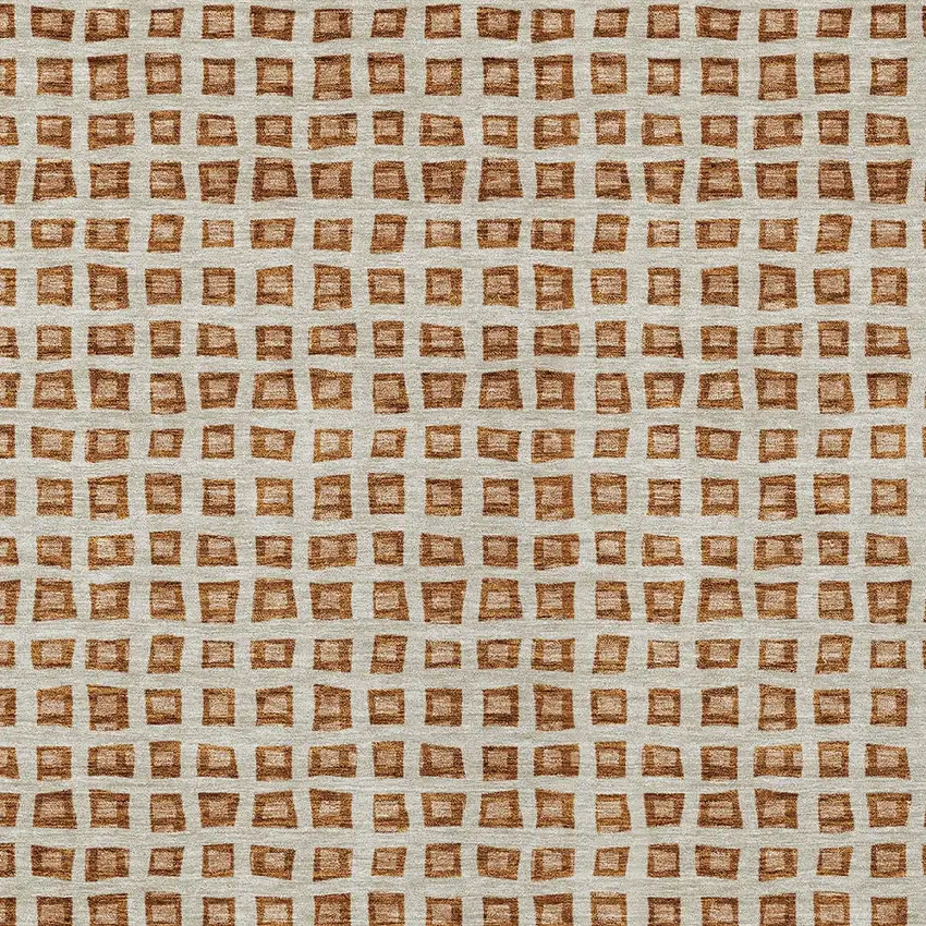 Orange Beige And Copper Geometric Washable Indoor Outdoor Area Rug Photo 5