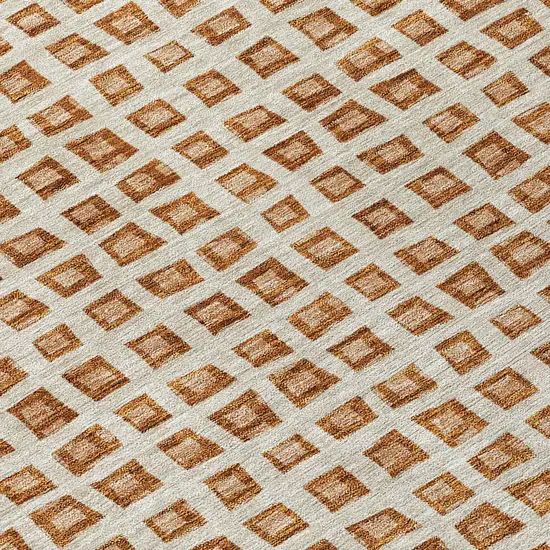 Orange Beige And Copper Geometric Washable Indoor Outdoor Area Rug Photo 4