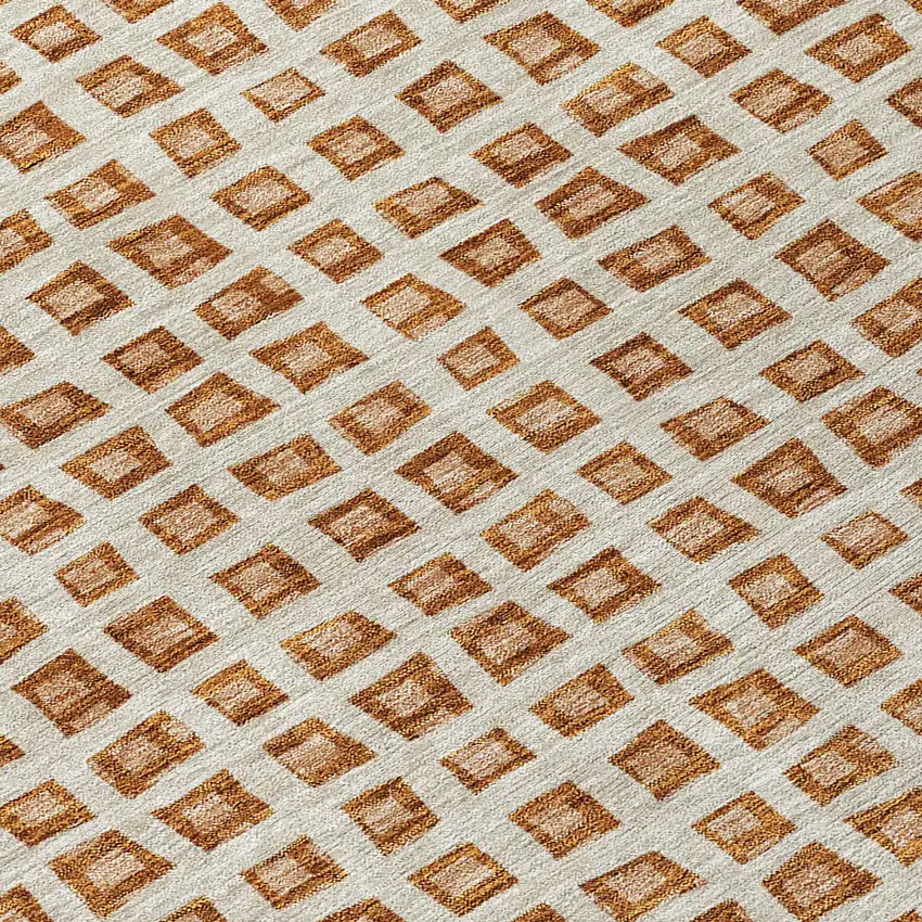 Orange Beige And Copper Geometric Washable Indoor Outdoor Area Rug Photo 4