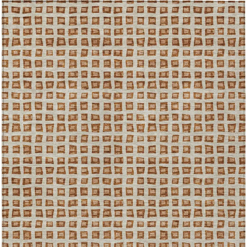 Orange Beige And Copper Geometric Washable Indoor Outdoor Area Rug Photo 7