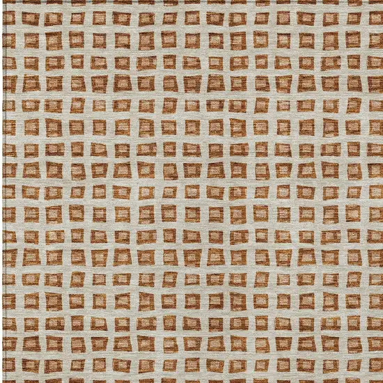 Orange Beige And Copper Geometric Washable Indoor Outdoor Area Rug Photo 5