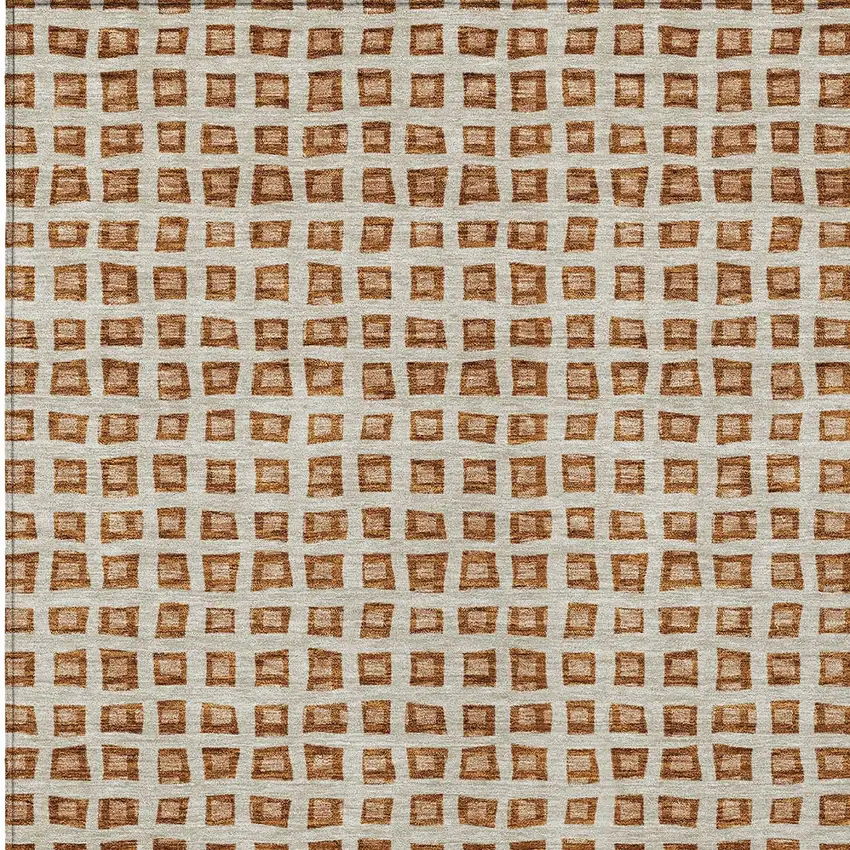 Orange Beige And Copper Geometric Washable Indoor Outdoor Area Rug Photo 5