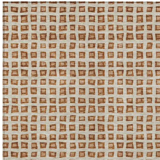Orange Beige And Copper Geometric Washable Indoor Outdoor Area Rug Photo 6