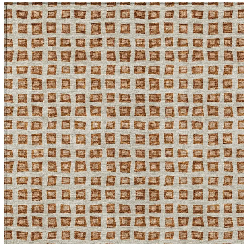 Orange Beige And Copper Geometric Washable Indoor Outdoor Area Rug Photo 6