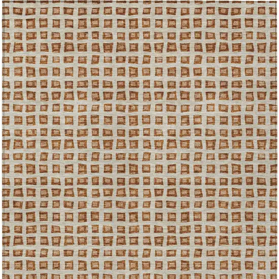 Orange Beige And Copper Geometric Washable Indoor Outdoor Area Rug Photo 6