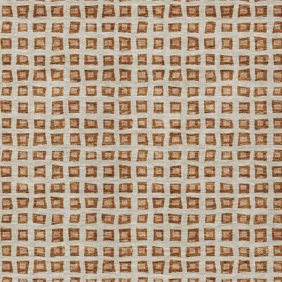 Orange Beige And Copper Geometric Washable Indoor Outdoor Area Rug Photo 5