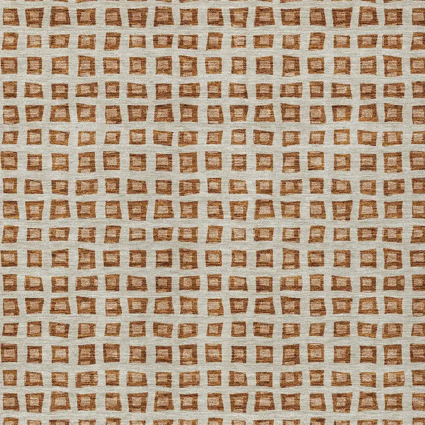 Orange Beige And Copper Geometric Washable Indoor Outdoor Area Rug Photo 5