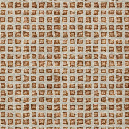 Orange Beige And Copper Geometric Washable Indoor Outdoor Area Rug Photo 6