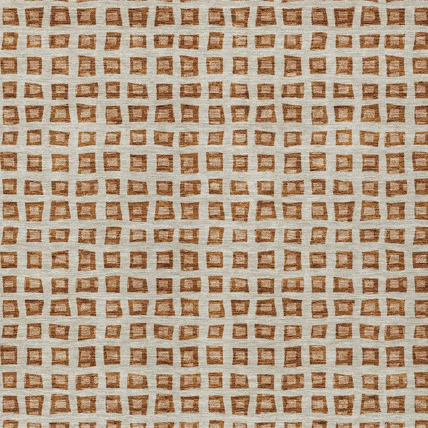 Orange Beige And Copper Geometric Washable Indoor Outdoor Area Rug Photo 6
