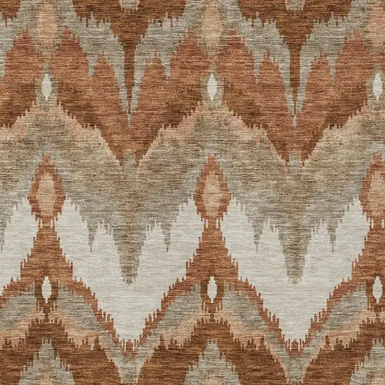 Orange Beige And Copper Ikat Washable Indoor Outdoor Area Rug Photo 5