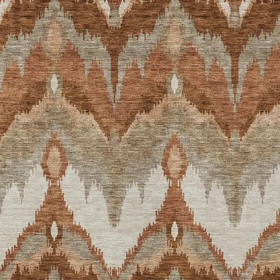 Orange Beige And Copper Ikat Washable Indoor Outdoor Area Rug Photo 5