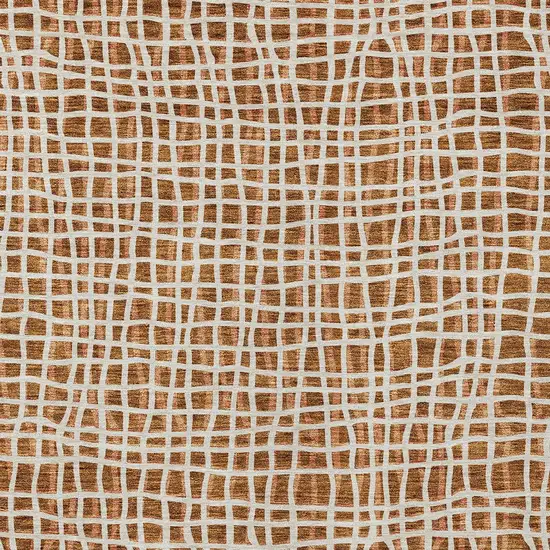 Orange Beige And Copper Striped Washable Indoor Outdoor Area Rug Photo 5
