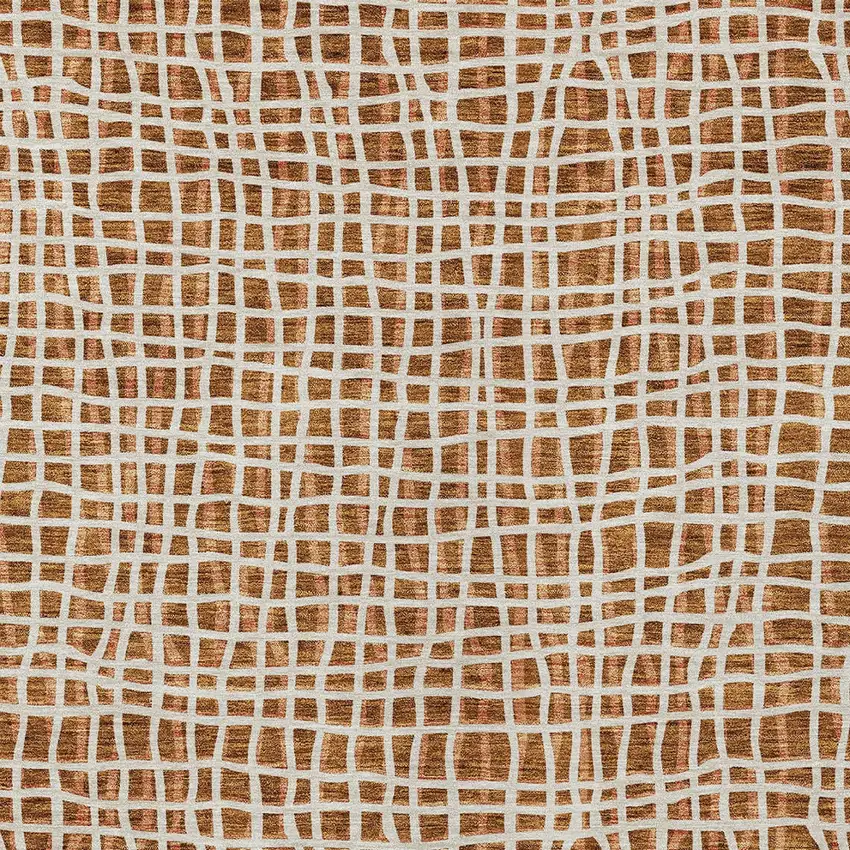 Orange Beige And Copper Striped Washable Indoor Outdoor Area Rug Photo 5