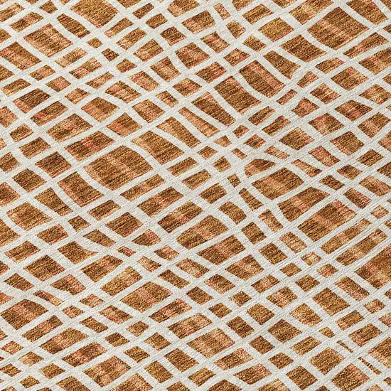 Orange Beige And Copper Striped Washable Indoor Outdoor Area Rug Photo 4