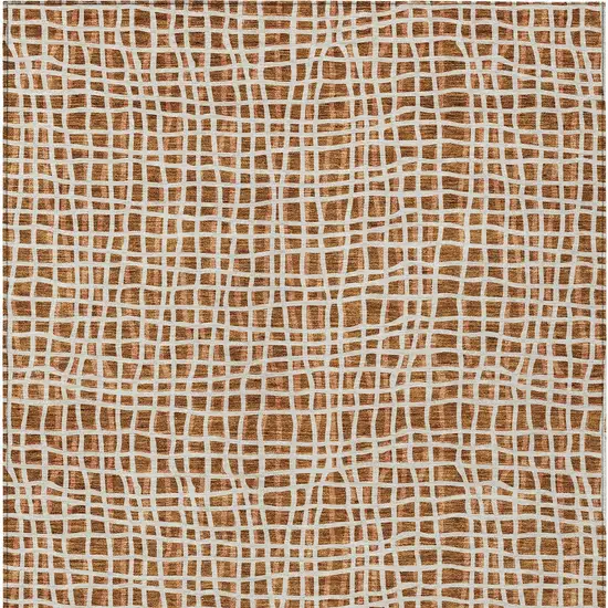 Orange Beige And Copper Striped Washable Indoor Outdoor Area Rug Photo 6