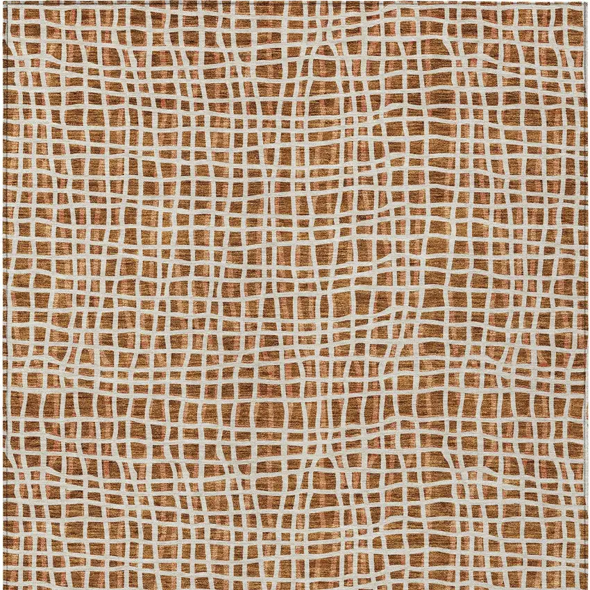 Orange Beige And Copper Striped Washable Indoor Outdoor Area Rug Photo 6