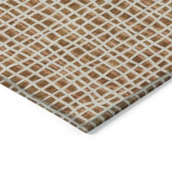 Orange Beige And Copper Striped Washable Indoor Outdoor Area Rug Photo 3