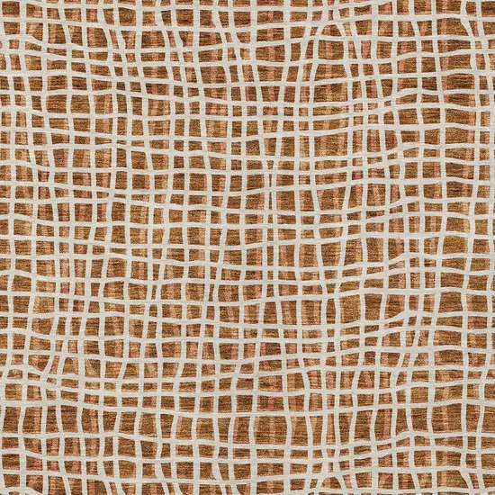 Orange Beige And Copper Striped Washable Indoor Outdoor Area Rug Photo 5
