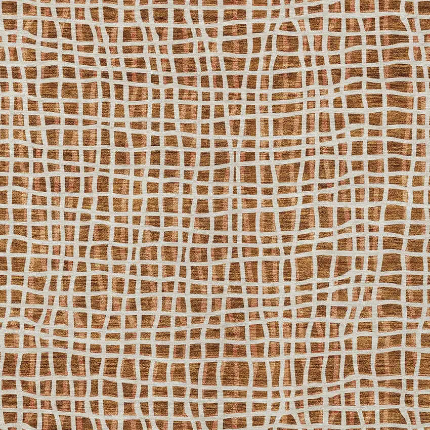 Orange Beige And Copper Striped Washable Indoor Outdoor Area Rug Photo 5