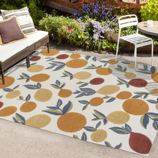 Orange Beige And Cream Polka Dot Indoor Outdoor Area Rug Photo 7