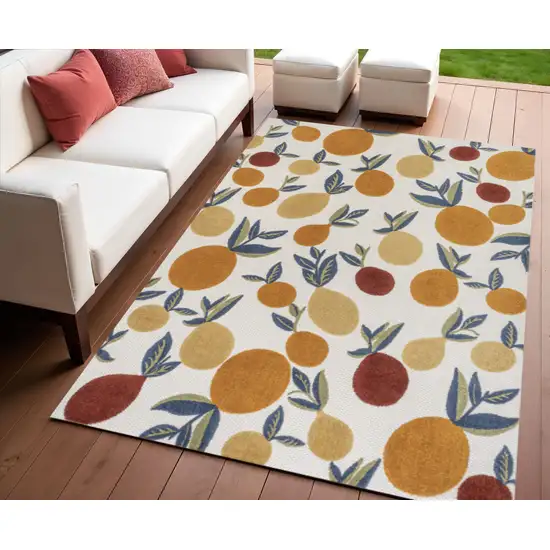 Orange Beige And Cream Polka Dot Indoor Outdoor Area Rug Photo 1