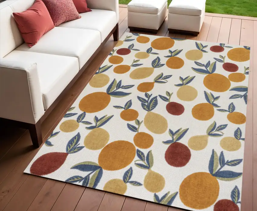 Orange Beige And Cream Polka Dot Indoor Outdoor Area Rug Photo 1