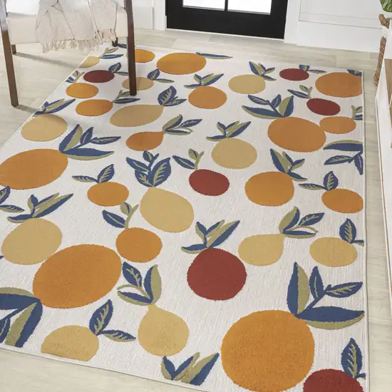 Orange Beige And Cream Polka Dot Indoor Outdoor Area Rug Photo 3