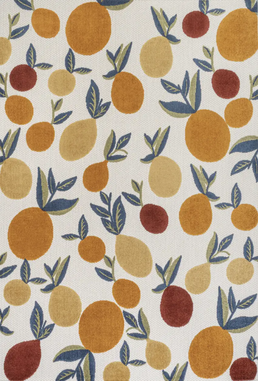 Orange Beige And Cream Polka Dot Indoor Outdoor Area Rug Photo 1