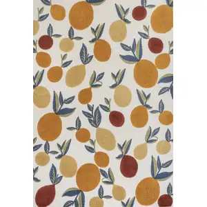 Photo of Orange Beige And Cream Polka Dot Indoor Outdoor Area Rug
