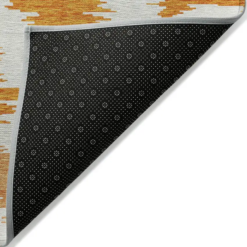 Orange Beige And Ivory Abstract Washable Indoor Outdoor Area Rug Photo 5