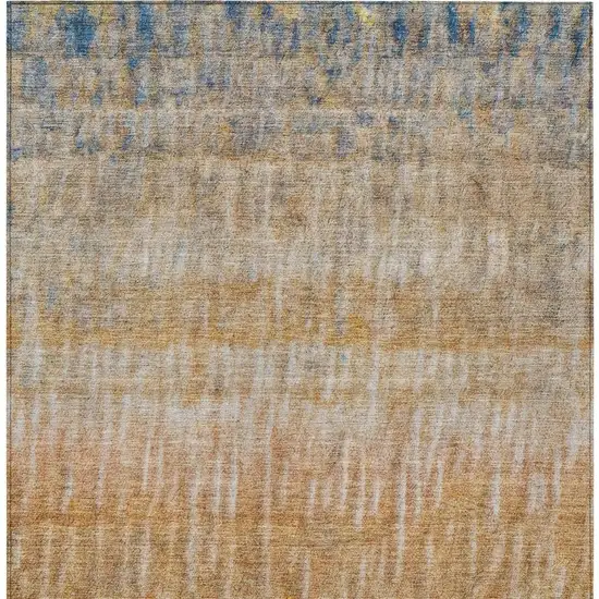 Orange Blue And Beige Abstract Washable Indoor Outdoor Area Rug Photo 7