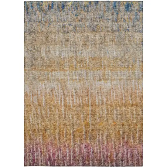 Orange Blue And Beige Abstract Washable Indoor Outdoor Area Rug Photo 4