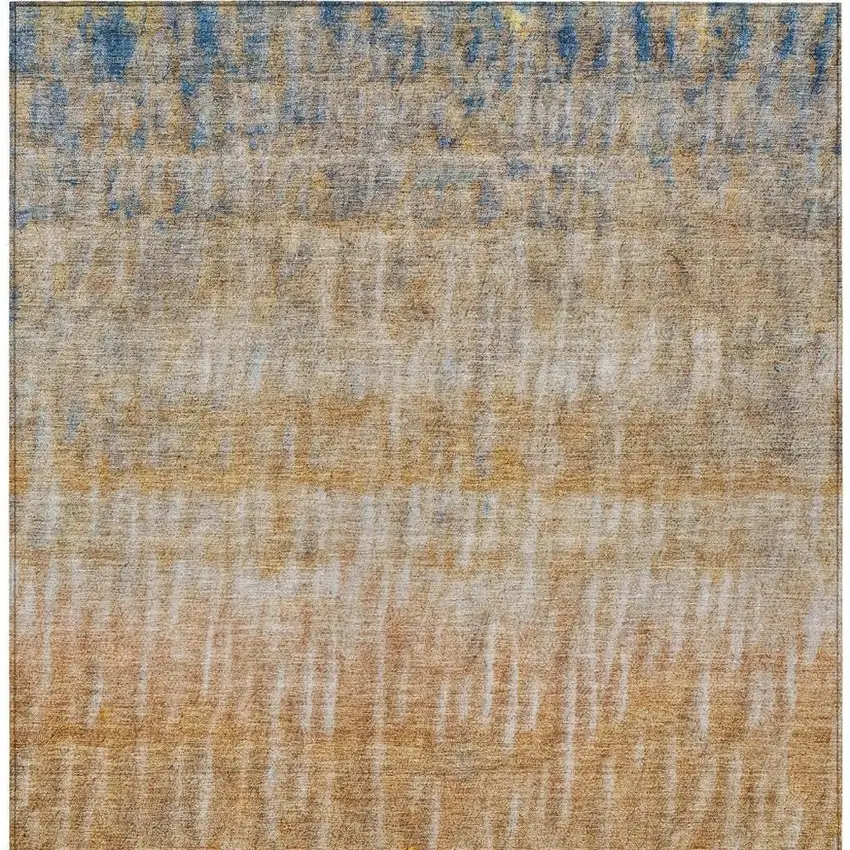 Orange Blue And Beige Abstract Washable Indoor Outdoor Area Rug Photo 6
